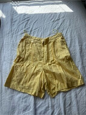 Ralph Lauren Yellow Linen-Blend High Waist Shorts